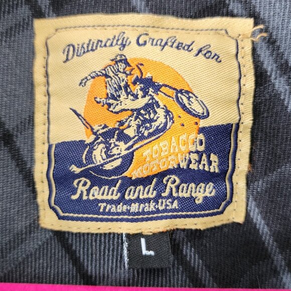 Tobacco Motorwear Co Shirt | Men's Large | Black Gray Plaid Button Down Flannel - Picture 7 of 7